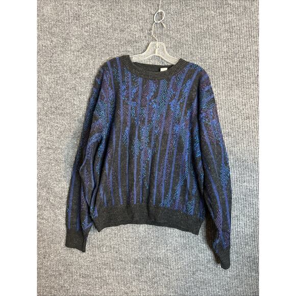 Vintage Sweater Graphix Mens Sweater Size XL Striped Crew Neck Pullover Grandpa - Picture 1 of 9